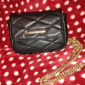 Steve Madden Black Quilted Crossbody Bag with Gold Chain